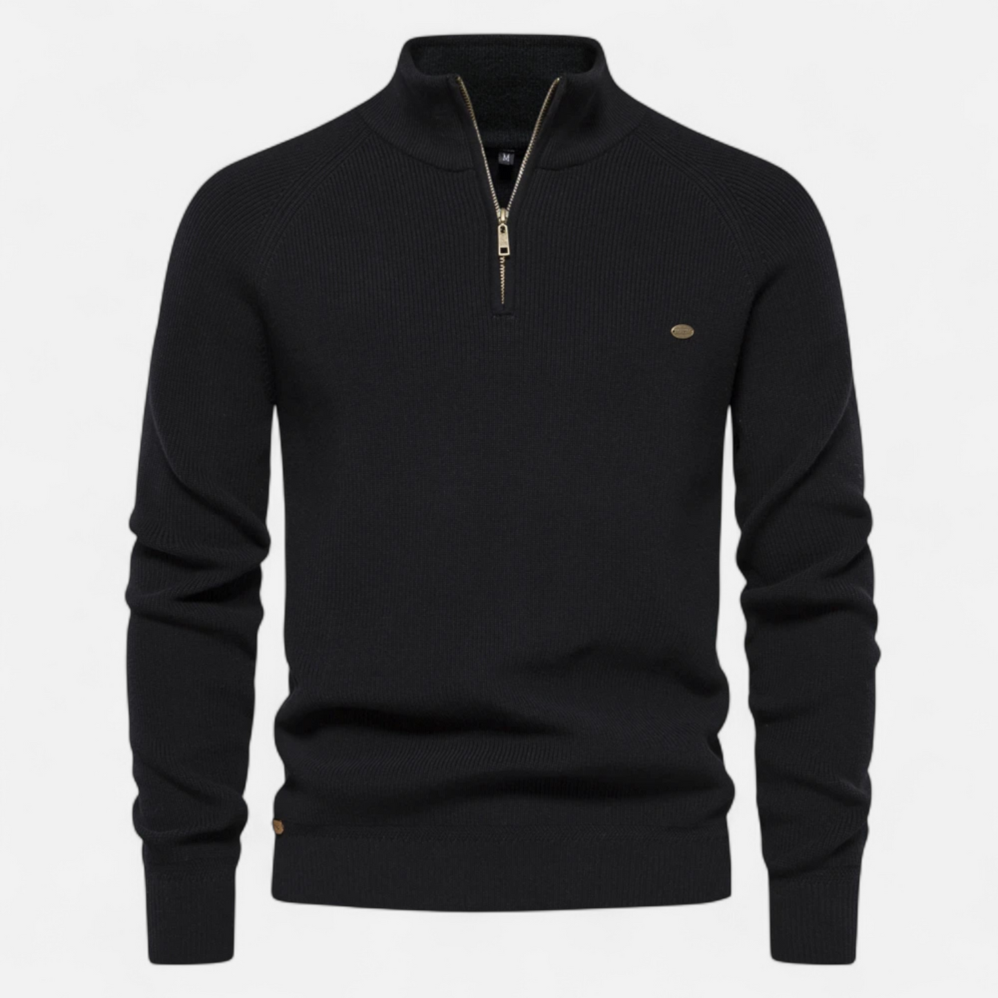 Herren Strickpullover Stehkragen Reißverschluss Baumwolle