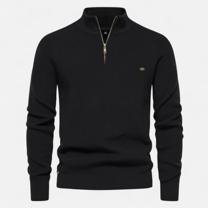Herren Strickpullover Stehkragen Reißverschluss Baumwolle
