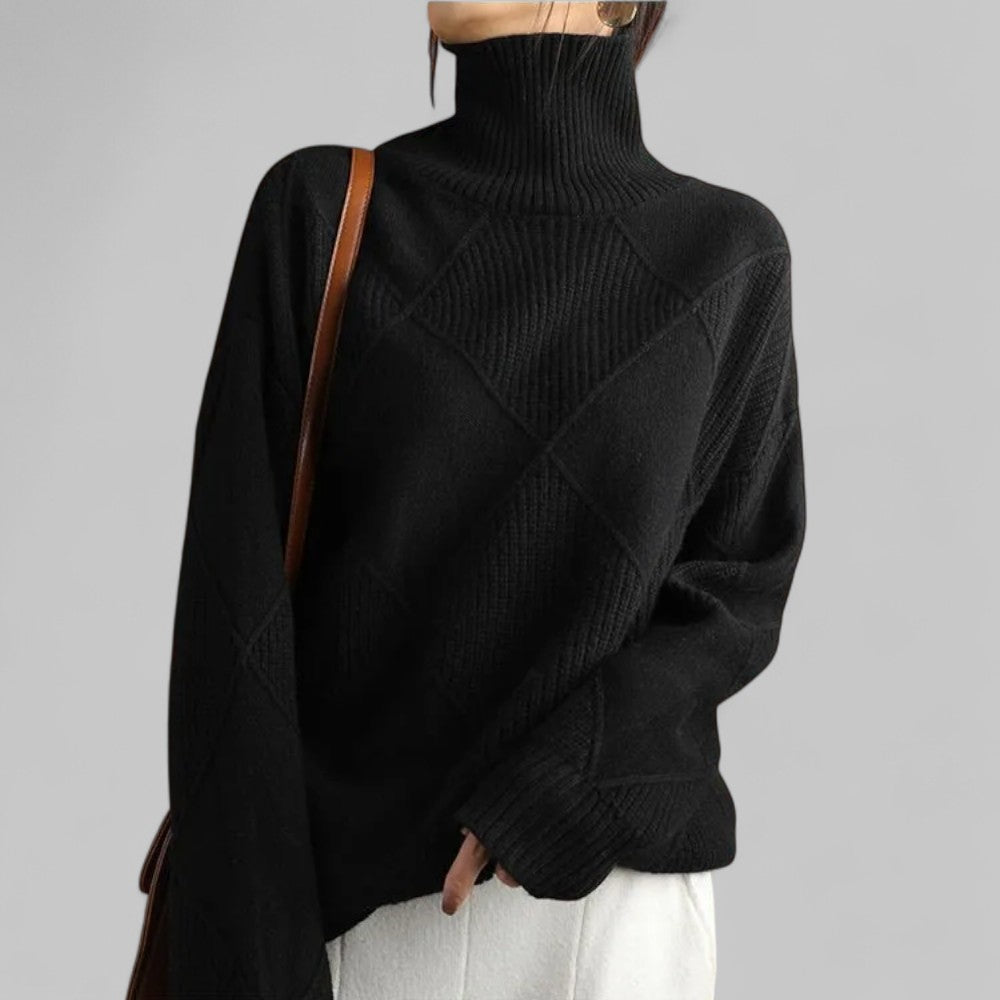 Damen Oversized Winterpullover Muster Rollkragen - Norvielle