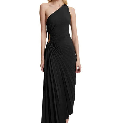 Elegante Damen Abendkleid Ein-Schulter Taillierte Falten