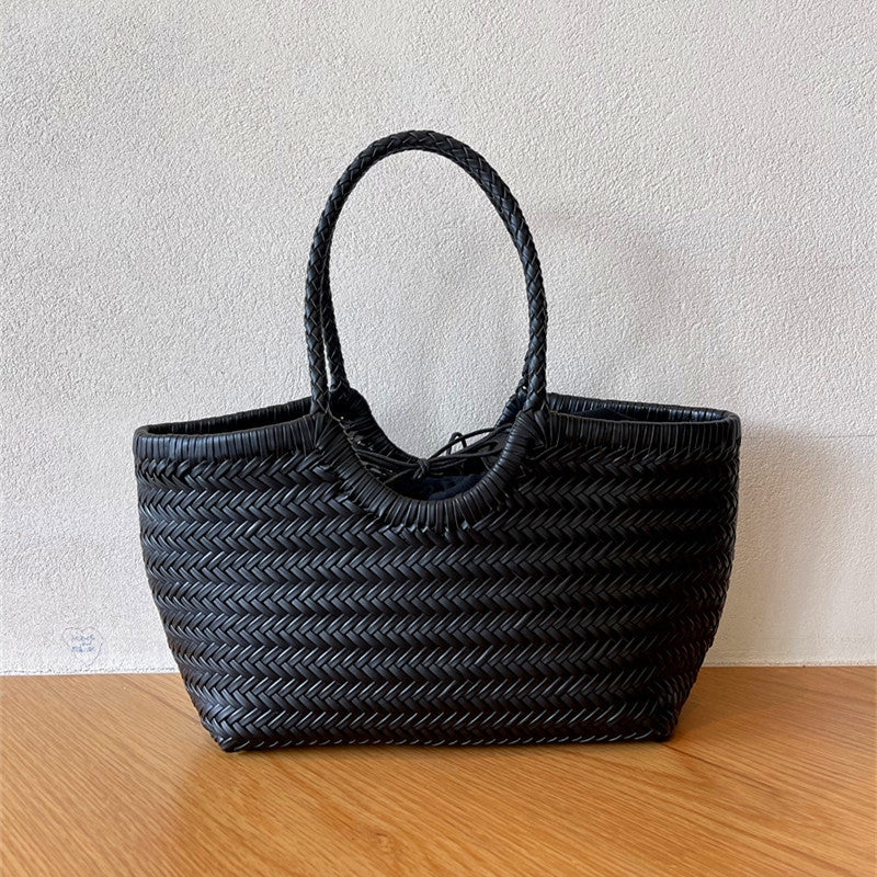 e Geflochtene Leder-Shopper Rustikal Damen