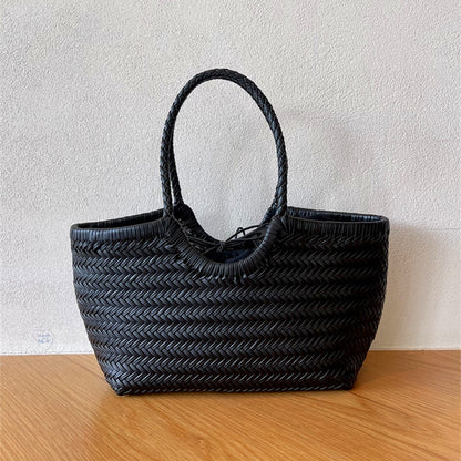 e Geflochtene Leder-Shopper Rustikal Damen