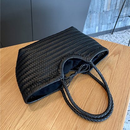 e Geflochtene Leder-Shopper Rustikal Damen