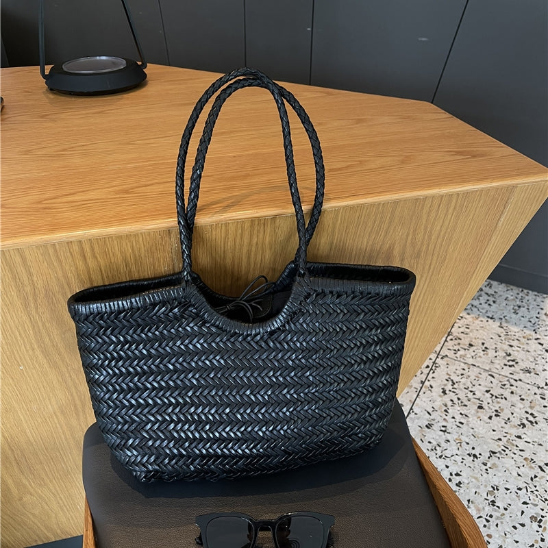 e Geflochtene Leder-Shopper Rustikal Damen