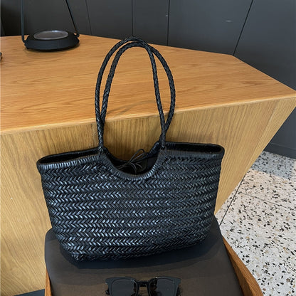 e Geflochtene Leder-Shopper Rustikal Damen