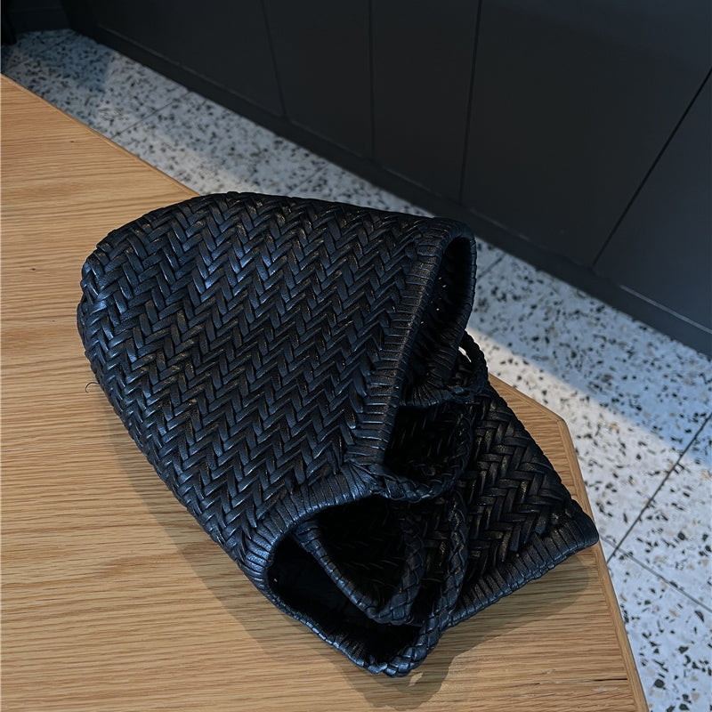 e Geflochtene Leder-Shopper Rustikal Damen