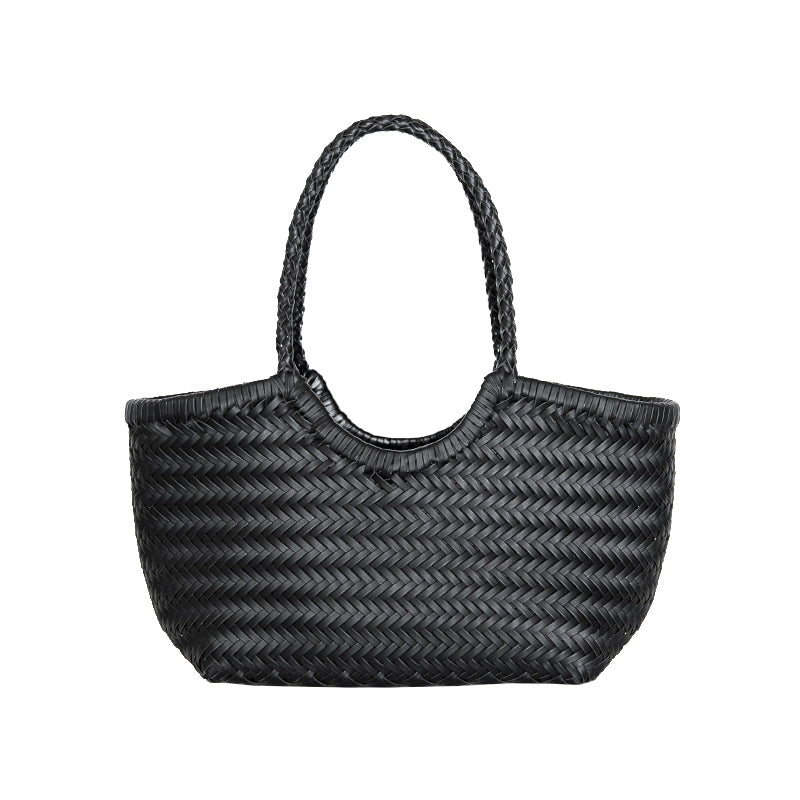 Braune Geflochtene Leder-Shopper Rustikal Damen - Norvielle