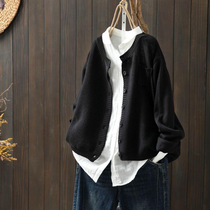 Damen Übergroße Strickjacke mit Knöpfen
