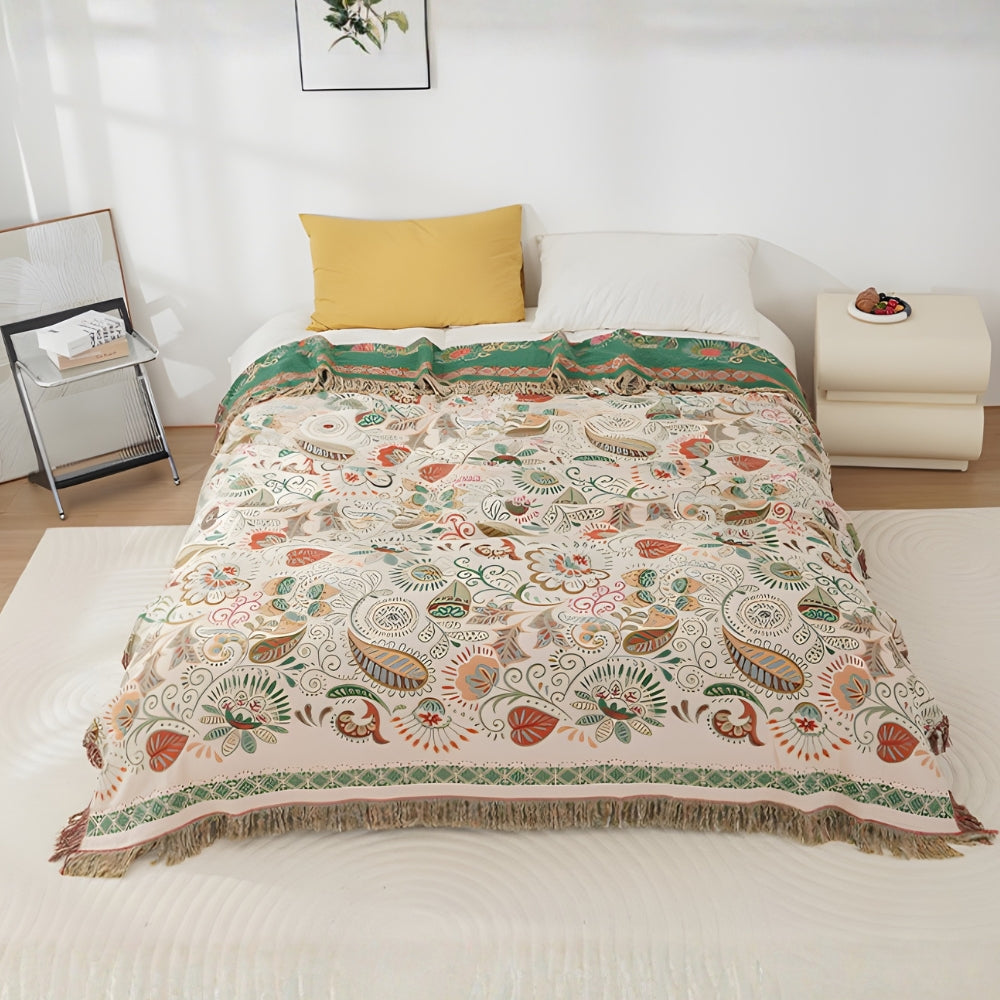 Boho Wurfdecke Herbstblatt Muster