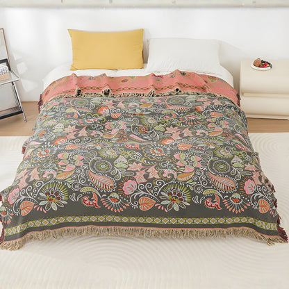 Boho Wurfdecke Herbstblatt Muster