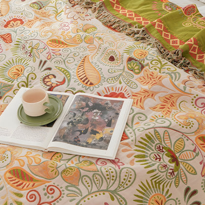 Boho Wurfdecke Herbstblatt Muster