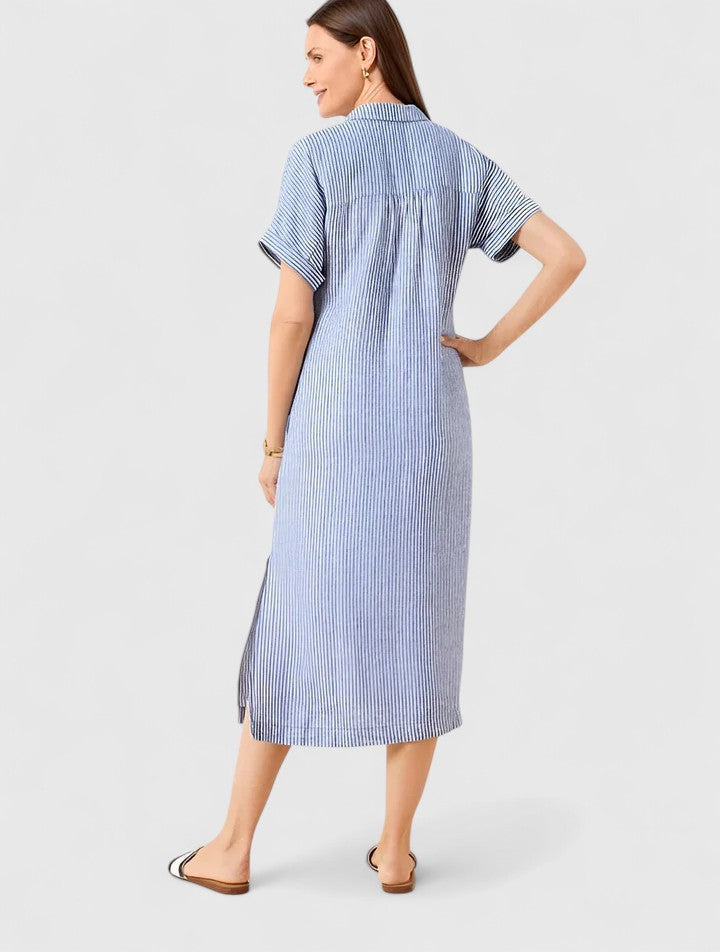 Maja Damen Midikleid Gestreift Leicht Lockeres