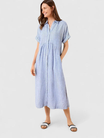 Maja Damen Midikleid Gestreift Leicht Lockeres