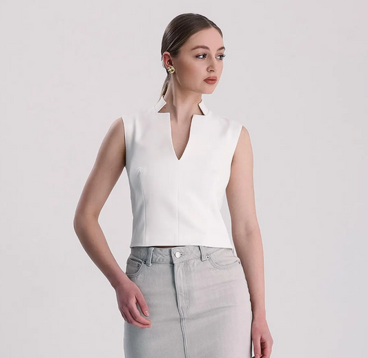 Ärmelloses Weißes Damen- aus Strickstoff - Norvielle