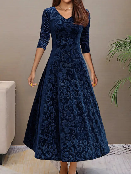 Norvielle Damen Maxikleid Breiter Saum Falten