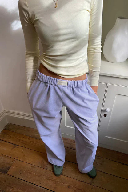 Damen Loose Fit Hose Gestreift Elastisch