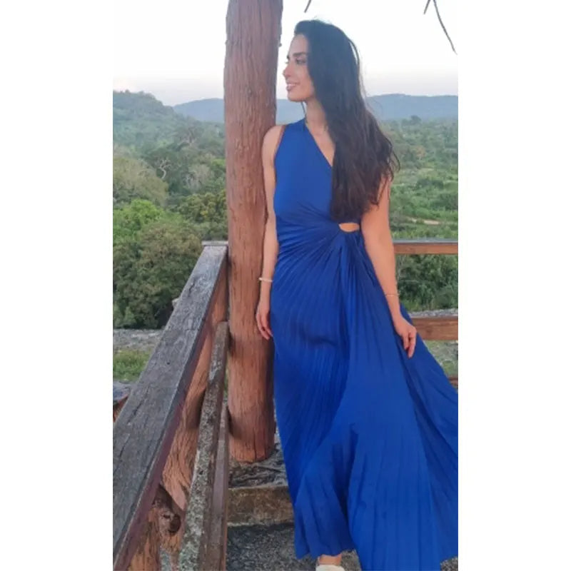 Elegante Damen Abendkleid Ein-Schulter Taillierte Falten