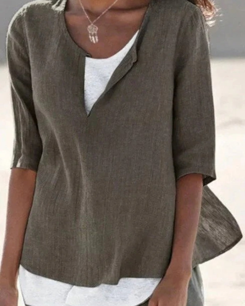 Damen Sommerbluse Leicht Lagenoptik - Norvielle
