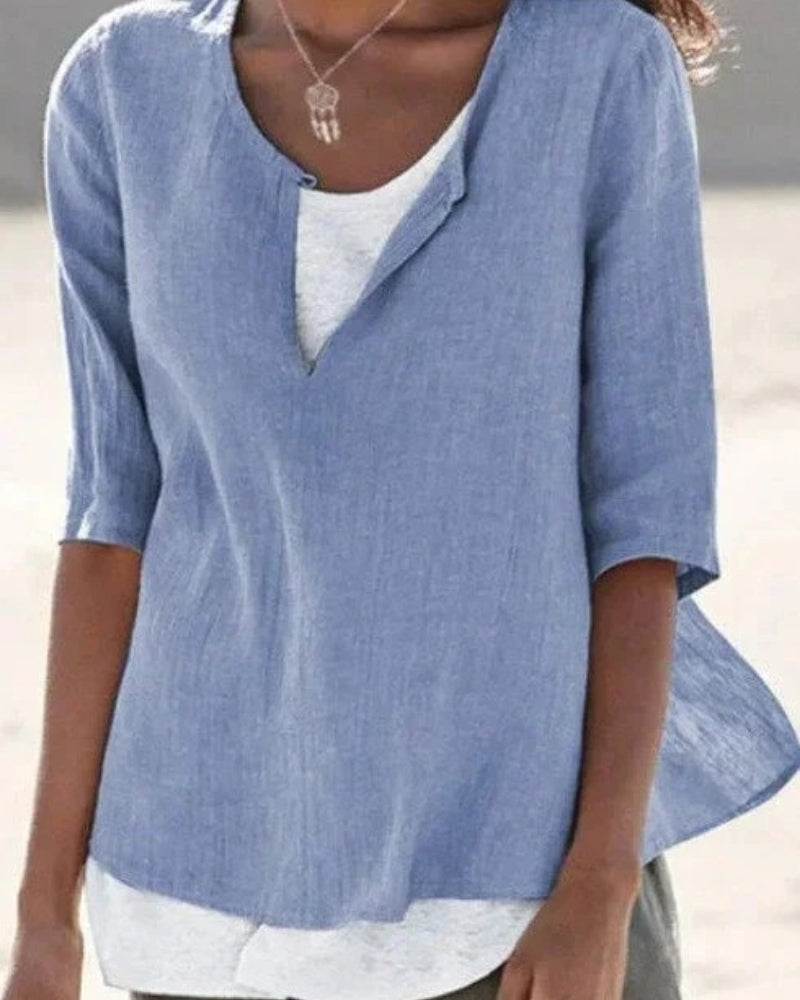 Damen Sommerbluse Leicht Lagenoptik