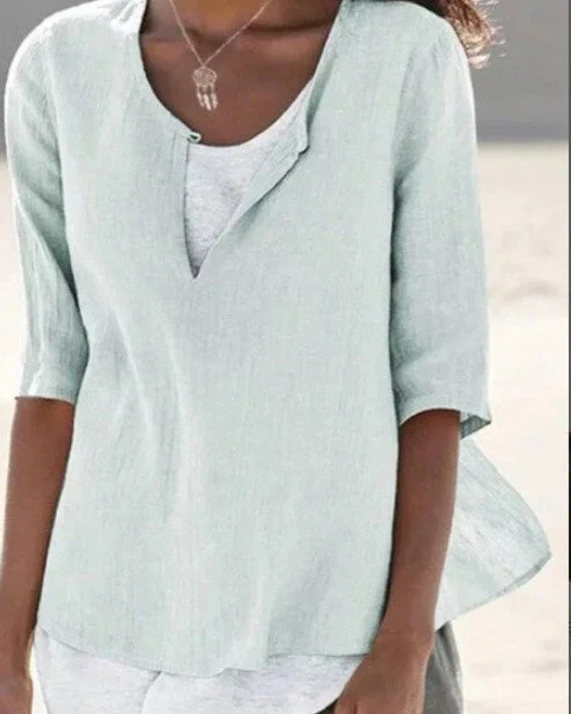 Damen Sommerbluse Leicht Lagenoptik