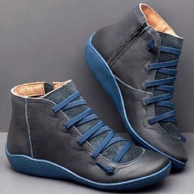 Damen Stiefeletten Echtes Leder Reißverschluss