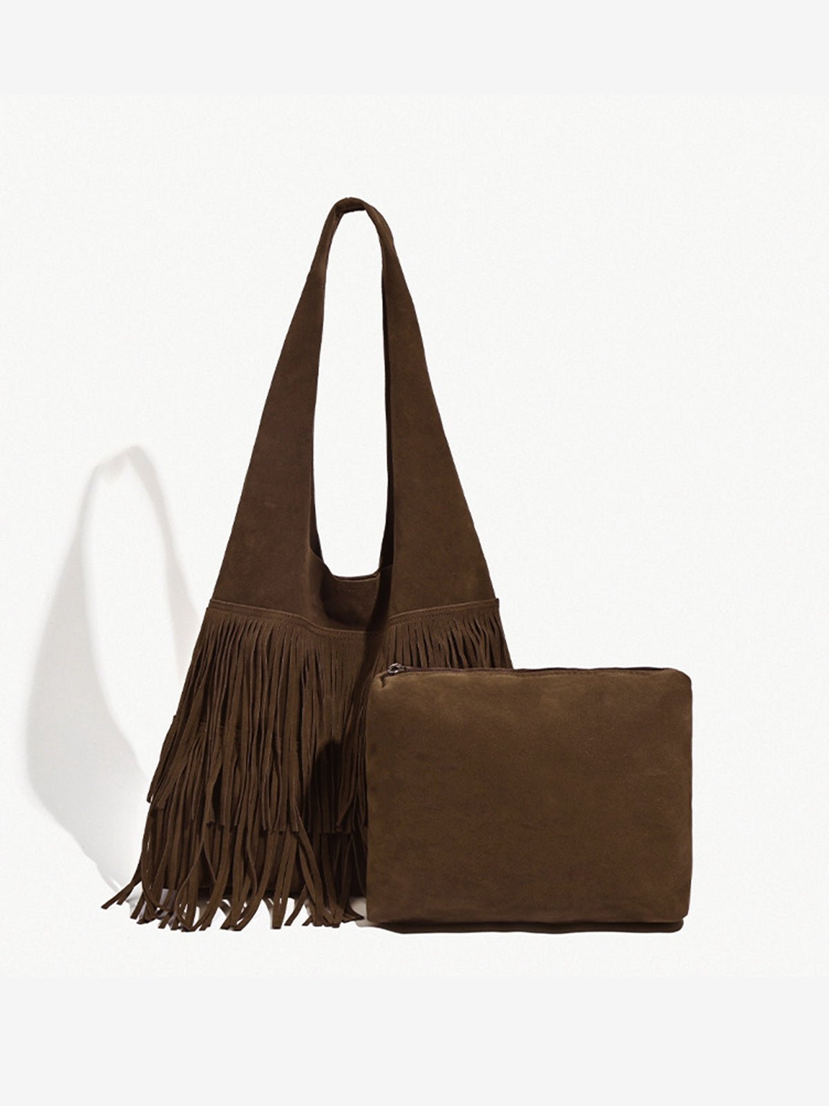 Isla Damen Hobo-Tasche Fransen Leder Braun - Norvielle