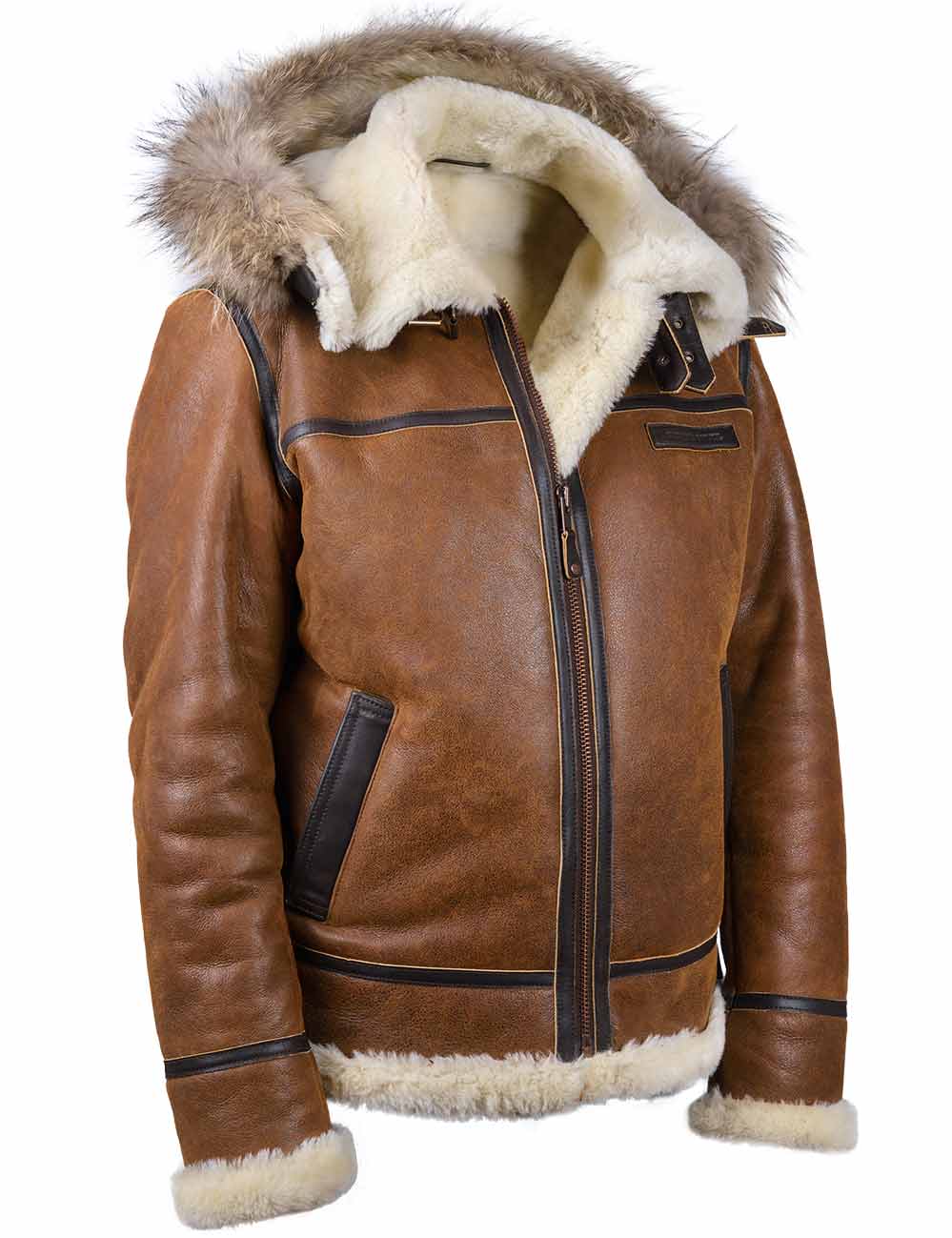 Herren Bomberjacke Kunstfell Kapuze