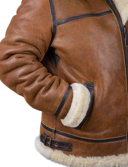 Herren Bomberjacke Kunstfell Kapuze