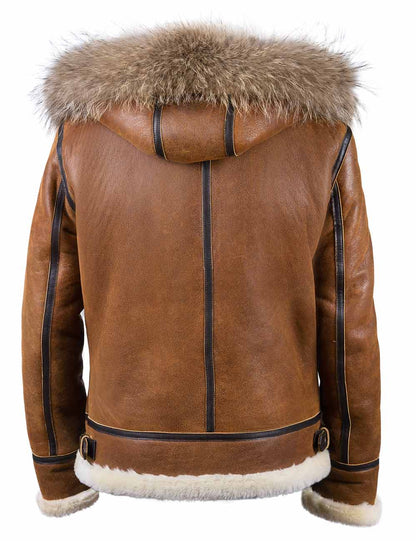 Herren Bomberjacke Kunstfell Kapuze