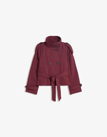 Damen Kurztrenchcoat Taillengürtel Elegantes Design