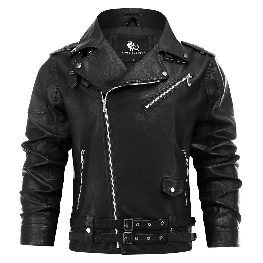 Lederjacke Boulevard Herren Ledermantel Schwarz - Norvielle