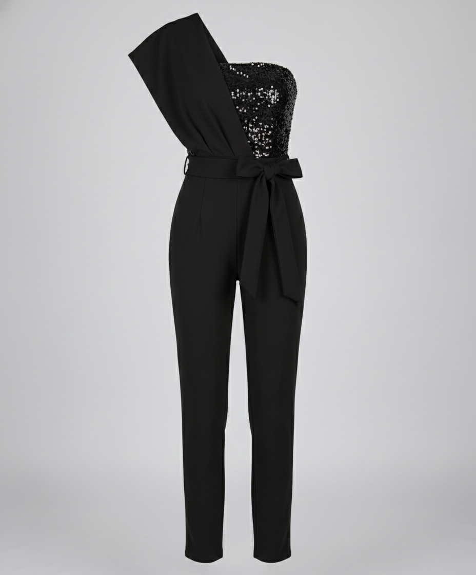 Damen Pailletten Jumpsuit Patchwork Norvielle