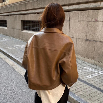 Damen Kurze Modenjacke Boxy-Passform
