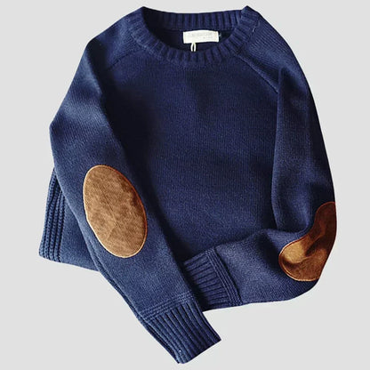 Herren Strickpullover Ellbogenpatches Klassischer Stil