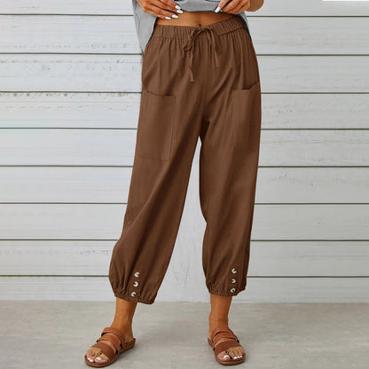 Damen Cargo Hose Tunnelzug Bein