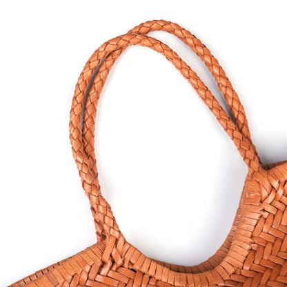 e Geflochtene Leder-Shopper Rustikal Damen