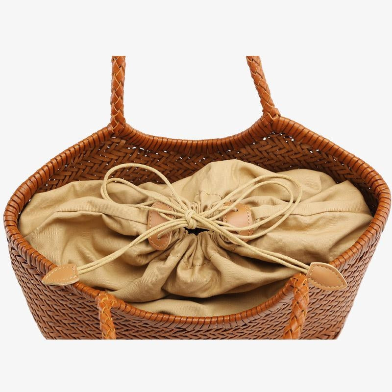 e Geflochtene Leder-Shopper Rustikal Damen