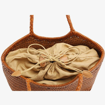 e Geflochtene Leder-Shopper Rustikal Damen