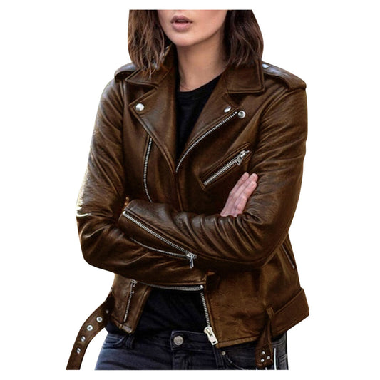 Lederjacke Herren Vintage Reißverschluss Schwarz - Norvielle