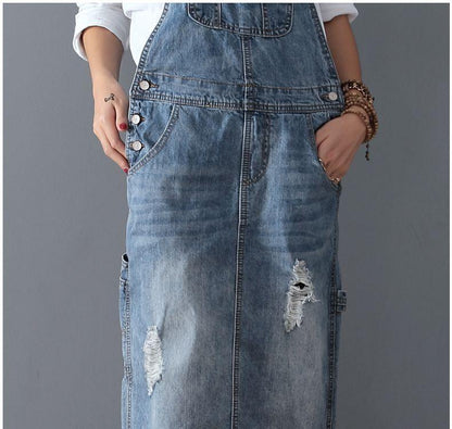 Damen Jeansrock mit Trägern