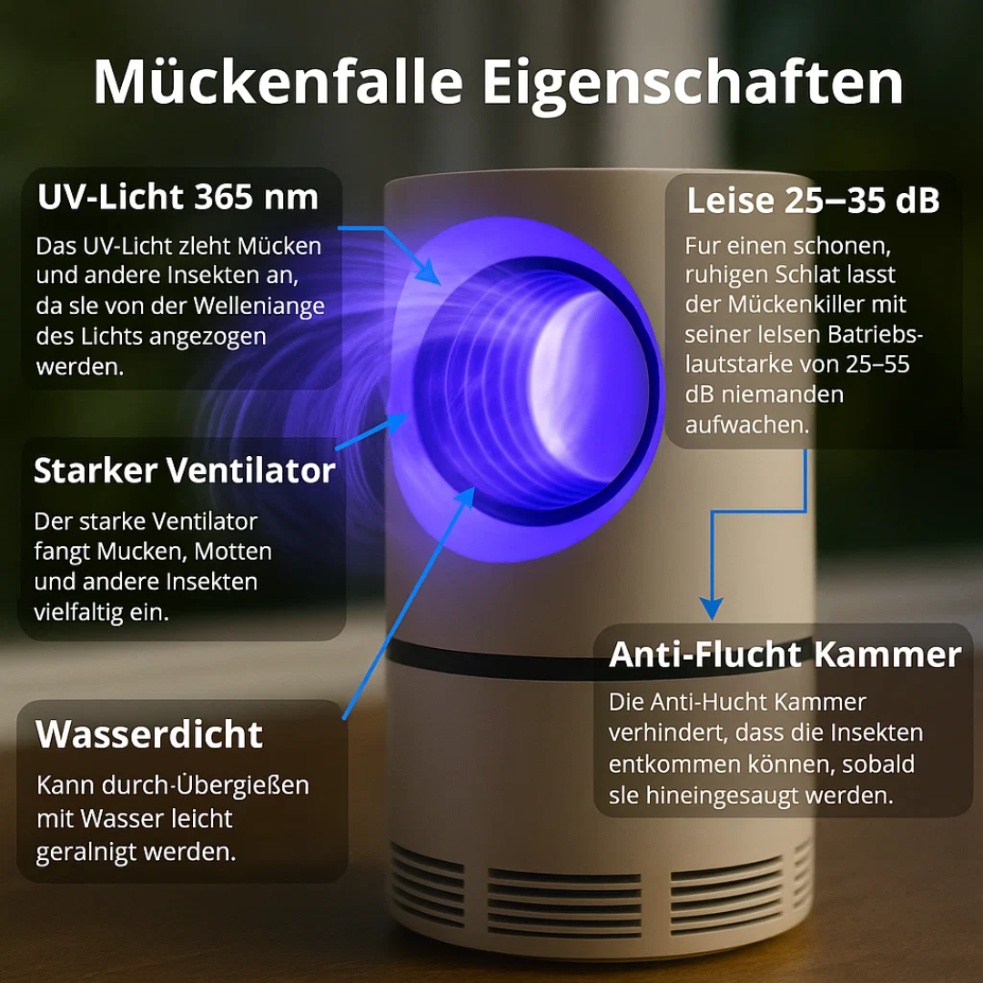 Elektrische Fliegenfalle Innen Außen UV-Lampe