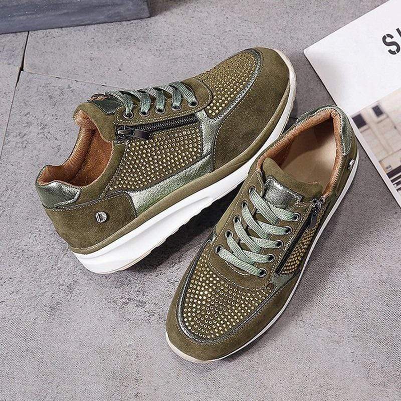 Damen Plattform Sneaker Schnürschuhe