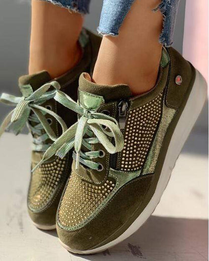 Grüne orthopädische Schuhe für Damen mit Hallux-Valgus-Entlastung