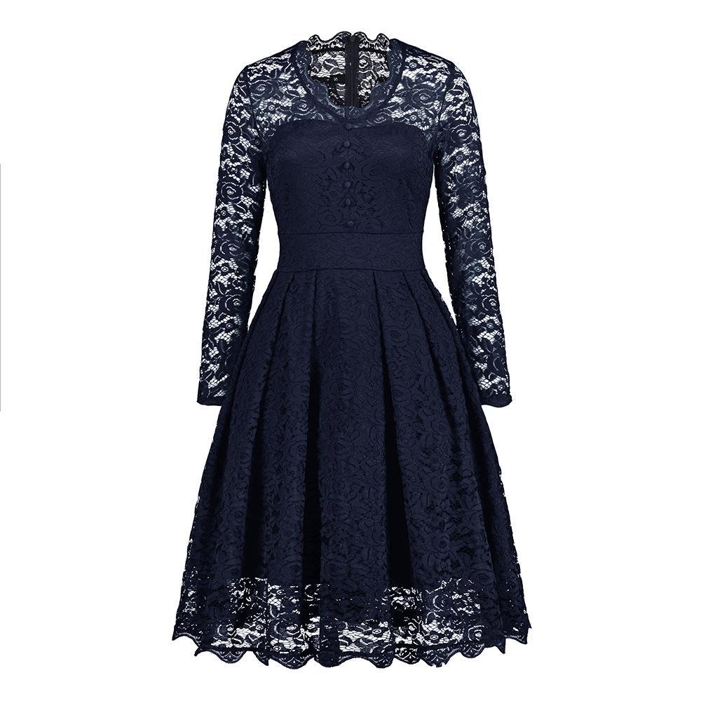 Norvielle Damen Knopfkleid mit Ärmeln und Schnürung