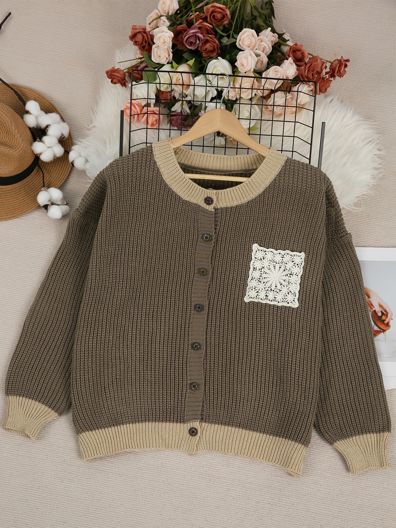 Marcelline Stricktaschenmantel Damen Wollmantel Beige