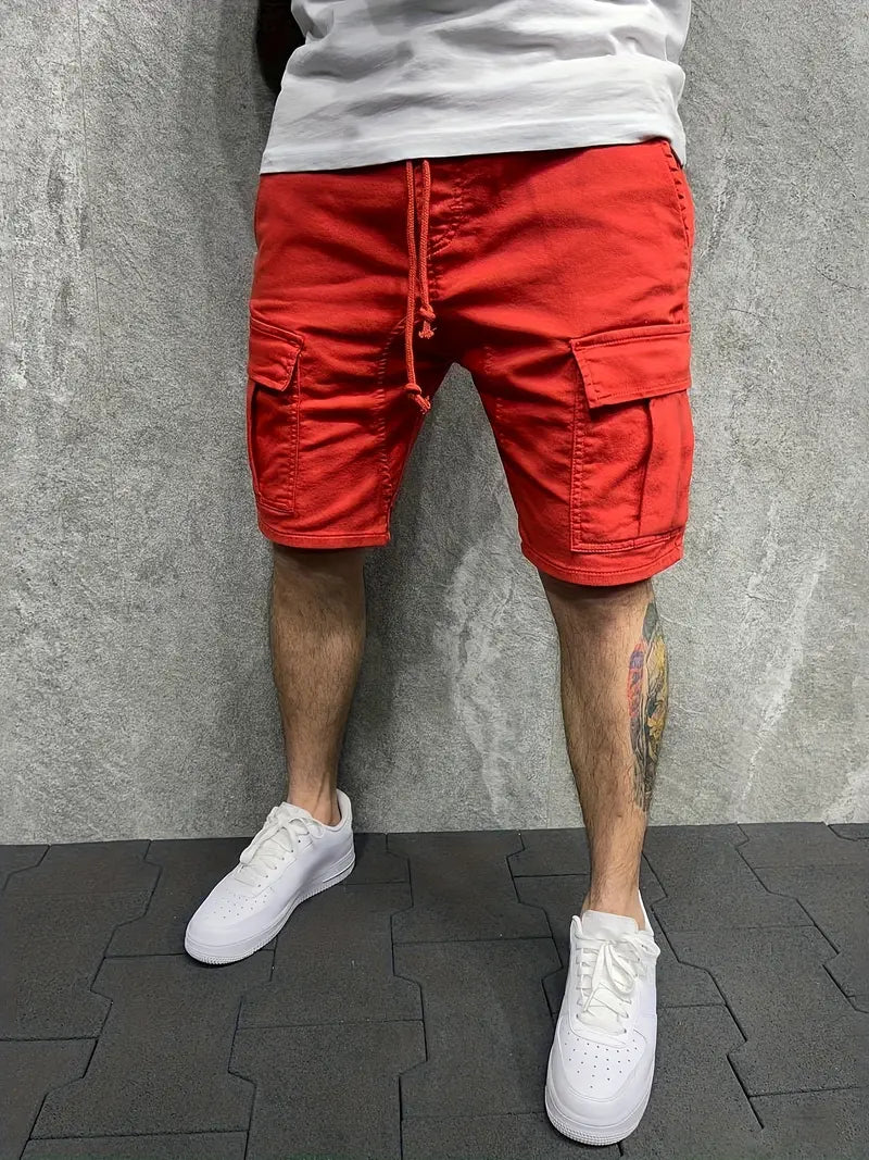 Herren Cargo Shorts mit Kordelzug und Utility Taschen