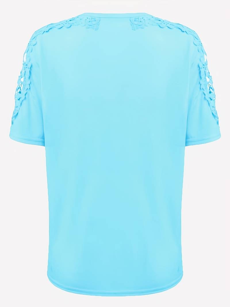 Norvielle Damen T-Shirt Rundhals Unifarben Baumwolle