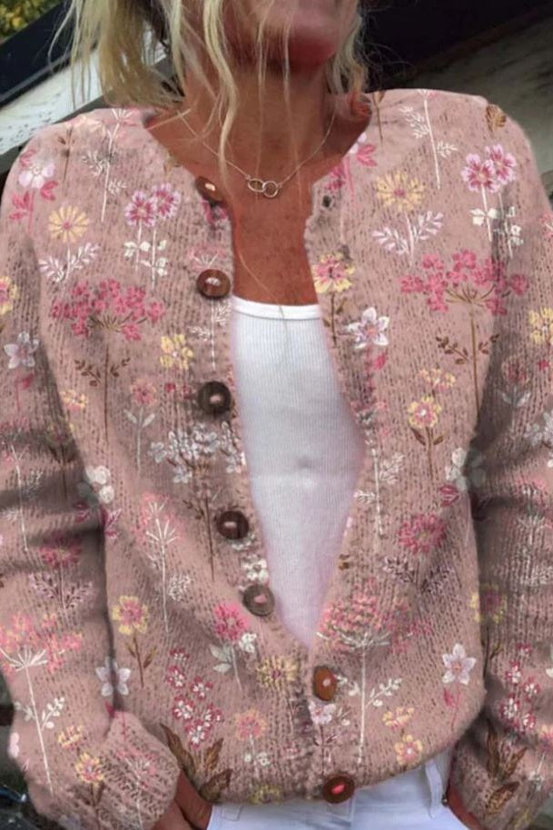 Sanne Damen Bunter Blumen-Cardigan