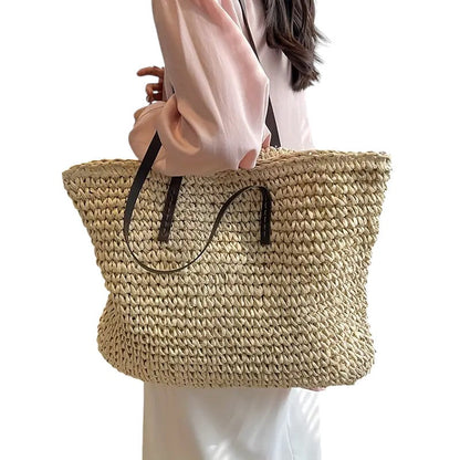 Damen Strandtasche Groß Leinwand Beige