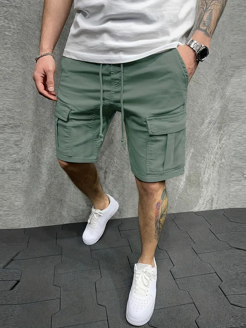 Herren Cargo Shorts mit Kordelzug und Utility Taschen